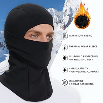 BAONUOR Gesichtshaube | Balaclava Winter Sturmhaube Fahrrad Motorrad Ski Schlauchtuch für Damen & Herren, schwarz - 5
