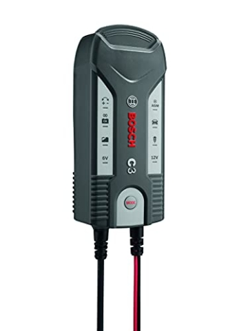 Bosch C3 - intelligentes und automatisches Batterieladegerät - 6V-12V / 3.8A - für Blei-Säure, GEL, Start/Stopp EFB, Start/Stopp AGM-Batterie für Motorräder, Pkw, Kleintransporter - 10