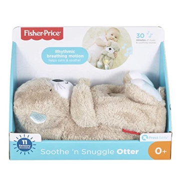 Fisher-Price Schlummer Otter Kuscheltier mit Atembewegung und Musik | Baby Erstausstattung Neugeborene | Baby Spielzeug 0 Monate + | Babyparty und Neugeborenen Geschenk, FXC66 - 7