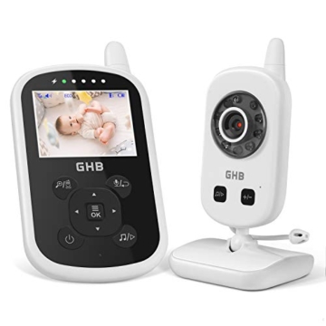 GHB Babyphone mit Kamera Video Baby Monitor 2,4 GHz Gegensprechfunktion ECO Modus Nachtsicht Temperatursensor Schlaflieder Lange Akkulaufzeit, 480p - 1