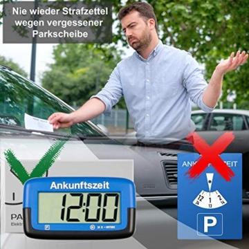 Needit Park Micro elektronische Parkscheibe mit Zulassung I Digitale Parkuhr Mikro blau mit Batterie u. Montage Zubehör - 2