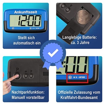 Needit Park Micro elektronische Parkscheibe mit Zulassung I Digitale Parkuhr Mikro blau mit Batterie u. Montage Zubehör - 3