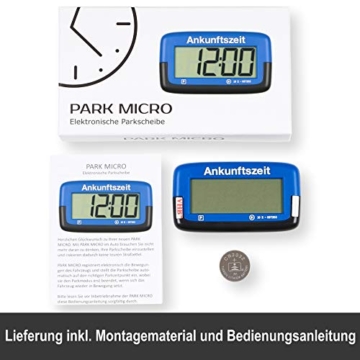 Needit Park Micro elektronische Parkscheibe mit Zulassung I Digitale Parkuhr Mikro blau mit Batterie u. Montage Zubehör - 6