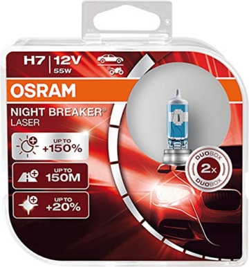 Osram Night Breaker Laser H7 next Generation, +150% mehr Helligkeit, Halogen-Scheinwerferlampe, 64210NL-HCB, 12V PKW, Duo Box (2 Lampen)(2 Stück) 1er Pack - 1