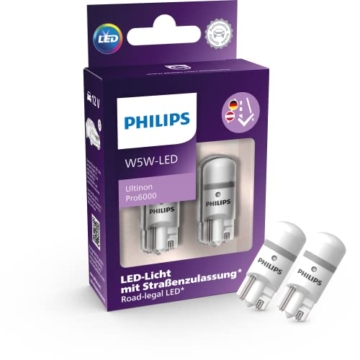 Philips Ultinon Pro6000 W5W T10 LED-Fahrzeugbeleuchtung mit Straßenzulassung, 6.000K, modellspezifische Zulassung als Standlicht/Parklicht/Positionslicht, universell einsetzbar im Fahrzeuginnenraum - 1