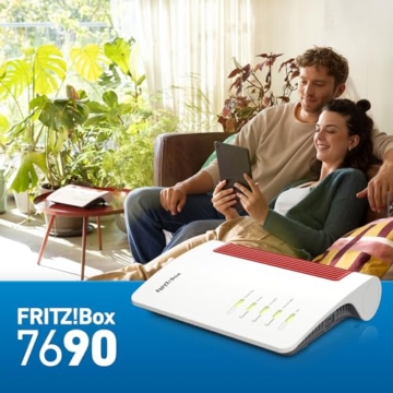 AVM Fritz!Box 7690 (Wi-Fi 7 Router mit 5.760 MBit/s (5GHz) & 1.376 MBit/s (2,4 GHz), bis zu 300 MBit/s mit VDSL-Supervectoring und ADSL2+, WLAN Mesh, DECT-Basis, deutschsprachige Version) - 5