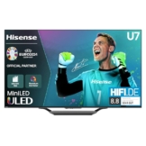 Hisense 55U7NQ 139cm (55 Zoll) Fernseher, 4K Mini LED ULED HDR Smart TV, Quantum Dot, 120Hz/ 144Hz VRR, HDMI 2.1, Game Mode Pro, Dolby Vision IQ & Atmos, Bluetooth, Alexa Built-in, Anthrazit, [2024] - 1