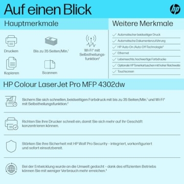 HP Color LaserJet Pro MFP 4302dw Multifunktions-Farblaserdrucker, Automatischer beidseitiger Druck, Hohe Druckgeschwindigkeit, Bis zu 50.000 Seiten pro Monat, Wi-Fi, HP Wolf Pro Security, Blau - 3