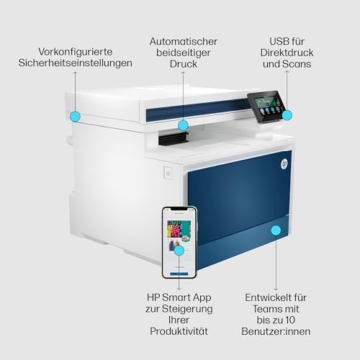 HP Color LaserJet Pro MFP 4302dw Multifunktions-Farblaserdrucker, Automatischer beidseitiger Druck, Hohe Druckgeschwindigkeit, Bis zu 50.000 Seiten pro Monat, Wi-Fi, HP Wolf Pro Security, Blau - 5