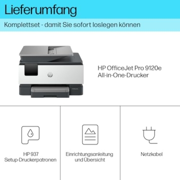 HP OfficeJet Pro 9120e Multifunktionsdrucker, 30€ Cashback, 3 Monate gratis drucken mit HP Instant Ink inklusive, HP+, Drucker, Scanner, Kopierer, Fax, WLAN, LAN, Duplex, Airprint, Grau-Weiß - 5