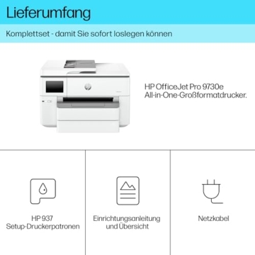 HP OfficeJet Pro 9730e A3-Multifunktionsdrucker (Drucken, Scannen und Kopieren bis A3), 3 Monate gratis drucken mit HP Instant Ink inklusive, HP+, Fax, WLAN, LAN, Duplex, Airprint, Grau-Weiß - 5