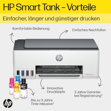 HP Smart Tank 5105 3-in-1 Multifunktionsdrucker, 20€ Cashback, (WLAN; Mobiles Drucken) – 3 Jahre Tinte inklusive, 3 Jahre Garantie, großer Tintentank, hohe Reichweite, Drucken in hoher Qualität - 2