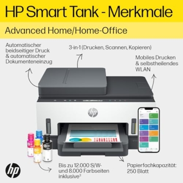 HP Smart Tank 7305 3-in-1 Multifunktionsdrucker, 30€ Cashback, (WLAN; Duplex; ADF) – 3 Jahre Tinte inklusive, 3 Jahre Garantie, großer Tintentank, hohe Reichweite, Drucken in hoher Qualität - 3