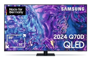 Samsung QLED 4K Q70D Fernseher 65 Zoll, Samsung TV mit AI Quantum Prozessor 4K, 4K AI Upscaling, Samsung Tizen OS, Motion Xcelerator 120 Hz, Smart TV, KI TV, GQ65Q70DATXZG, Deutsches Modell [2024] - 1