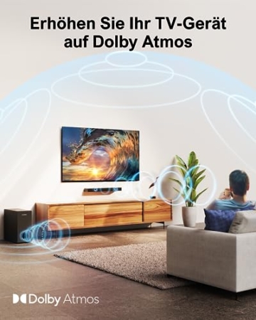 ULTIMEA Soundbar für TV Geräte mit Dolby Atmos, BassMAX, 3D Surround Sound System für TV Lautsprecher Heimkino, Soundbar mit Subwoofer, 5.3 Bluetooth PC Sound Bars, 190W Spitzenleistung, Nova S50 - 2