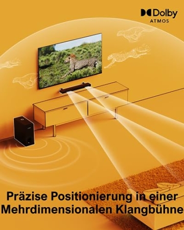 ULTIMEA Soundbar für TV Geräte mit Dolby Atmos, BassMAX, 3D Surround Sound System für TV Lautsprecher Heimkino, Soundbar mit Subwoofer, 5.3 Bluetooth PC Sound Bars, 190W Spitzenleistung, Nova S50 - 3