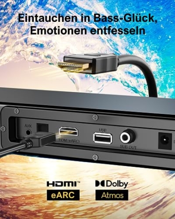ULTIMEA Soundbar für TV Geräte mit Dolby Atmos, BassMAX, 3D Surround Sound System für TV Lautsprecher Heimkino, Soundbar mit Subwoofer, 5.3 Bluetooth PC Sound Bars, 190W Spitzenleistung, Nova S50 - 5