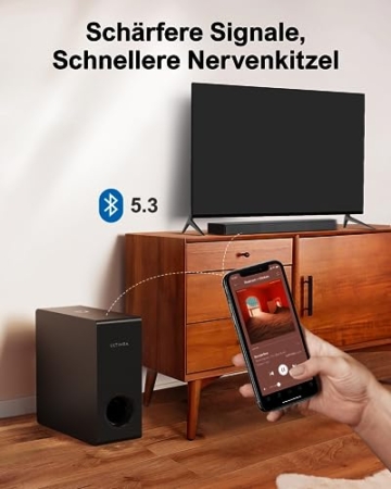 ULTIMEA Soundbar für TV Geräte mit Dolby Atmos, BassMAX, 3D Surround Sound System für TV Lautsprecher Heimkino, Soundbar mit Subwoofer, 5.3 Bluetooth PC Sound Bars, 190W Spitzenleistung, Nova S50 - 7