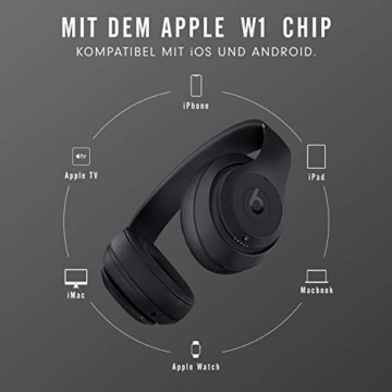 Beats Studio3 Over-Ear Bluetooth Kopfhörer mit Noise-Cancelling – Apple W1 Chip, Bluetooth der Klasse 1, aktives Noise-Cancelling, 22 Stunden Wiedergabe – Matt-schwarz - 5