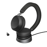 Jabra Evolve2 75 Wireless PC Headset mit Ladedock, 8-Mikro-Technologie - Dual-Foam-Stereo-Kopfhörer mit moderner aktiver Geräuschunterdrückung, USB-C Bluetooth-Adapter und MS-Kompatibilität - Schwarz - 1