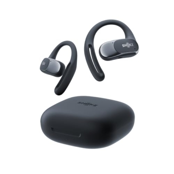 SHOKZ OpenFit Air Open-Ear-Kopfhörer, True Wireless Bluetooth-Ohrhörer mit Mikrofon, Ohrhörer mit Air-Ohrbügel, Schnellaufladung, 28h Wiedergabe, wasserdicht IP54 fürs Training, Tragetasche, Schwarz - 1