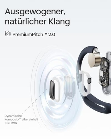 SHOKZ OpenFit Air Open-Ear-Kopfhörer, True Wireless Bluetooth-Ohrhörer mit Mikrofon, Ohrhörer mit Air-Ohrbügel, Schnellaufladung, 28h Wiedergabe, wasserdicht IP54 fürs Training, Tragetasche, Schwarz - 7