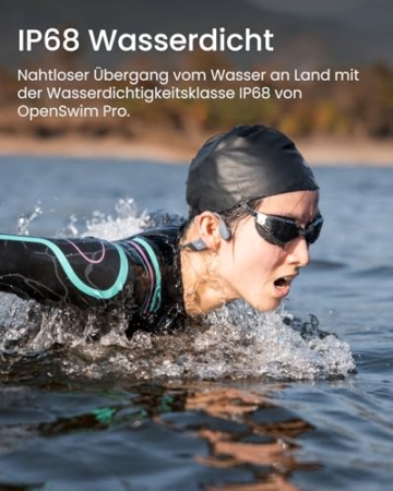 SHOKZ OpenSwim Pro Knochenschall Sport-Kopfhörer, kabellose Open-Ear-Ohrhörer, Bluetooth 5.4, IP68 wasserdicht, 32GB-MP3-Speicher, Mikros mit Geräuschunterdrückung, 9 Std Wiedergabe, Laufen, Schwimmen - 2