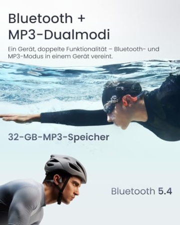 SHOKZ OpenSwim Pro Knochenschall Sport-Kopfhörer, kabellose Open-Ear-Ohrhörer, Bluetooth 5.4, IP68 wasserdicht, 32GB-MP3-Speicher, Mikros mit Geräuschunterdrückung, 9 Std Wiedergabe, Laufen, Schwimmen - 3