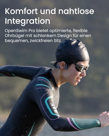 SHOKZ OpenSwim Pro Knochenschall Sport-Kopfhörer, kabellose Open-Ear-Ohrhörer, Bluetooth 5.4, IP68 wasserdicht, 32GB-MP3-Speicher, Mikros mit Geräuschunterdrückung, 9 Std Wiedergabe, Laufen, Schwimmen - 5