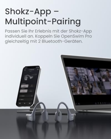 SHOKZ OpenSwim Pro Knochenschall Sport-Kopfhörer, kabellose Open-Ear-Ohrhörer, Bluetooth 5.4, IP68 wasserdicht, 32GB-MP3-Speicher, Mikros mit Geräuschunterdrückung, 9 Std Wiedergabe, Laufen, Schwimmen - 8