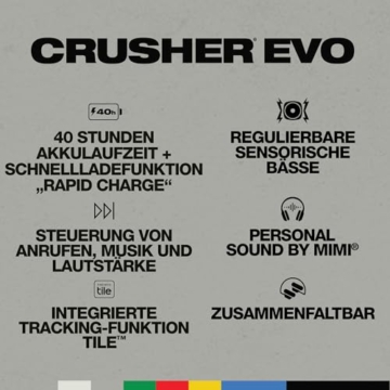 Skullcandy Crusher Evo Over-Ear Wireless-Kopfhörer mit Sensory Bass, 40 Std. Akkulaufzeit, Mikro, kompatibel mit iPhone, Android und Bluetooth-Geräten - Schwarz - 4