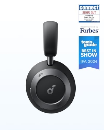 soundcore by Anker Space One Pro Kabellose Kopfhörer, Adaptives aktives Noise Cancelling, 6 Mikros, Faltbar bequem, 60h Akku, Verlustfrei, Schnellladen, Hi-Res Wireless Audio LDAC - 3