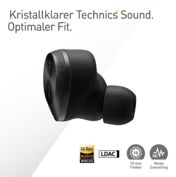 Technics EAH-AZ80E-K kabellose Ohrhörer mit Noise Cancelling, Multipoint Bluetooth 3 Geräte, bequemer In-Ear-Ohrhörer, Kabelloses Laden, Schwarz - 3