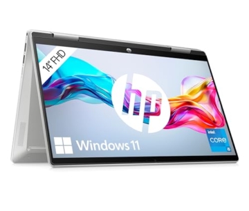 HP Pavilion x360 2-in-1 Laptop | 14" FDH Touchdisplay | Intel Core i5-1335U | 16 GB DDR4 RAM | 512 GB SSD | Intel Iris Xe | Windows 11 Home | QWERTZ Tastatur | Natural Silver - 1