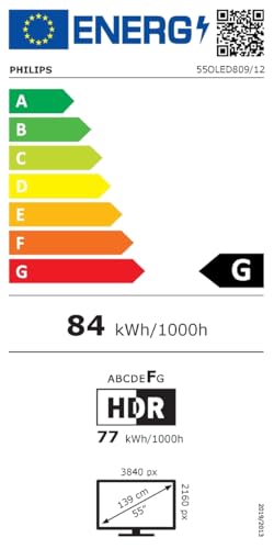 Philips Ambilight 55OLED809 4K OLED Smart TV - 55-Zoll Display mit P5 AI Perfect Picture, Ultra HD Google TV, Dolby Vision und Dolby Atmos Sound - Funktioniert mit Alexa und Google Sprachassistent - 16