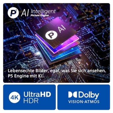 Philips Ambilight 55OLED809 4K OLED Smart TV - 55-Zoll Display mit P5 AI Perfect Picture, Ultra HD Google TV, Dolby Vision und Dolby Atmos Sound - Funktioniert mit Alexa und Google Sprachassistent - 10