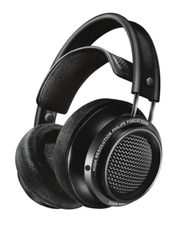 PHILIPS Fidelio X2 Over Ear Hochauflösende Kabelgebundene Kopfhörer, Akustisches Offenes Design, 50mm Neodym LMC Treiber, Deluxe Velours-Memory-Schaum-Ohrpolster - Schwarz - 1