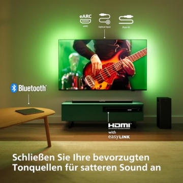 PHILIPS TAB6309 Soundbar 2.1 mit drahtlosem Subwoofer - 2,1 Kanal 320W, DTS Virtual X, Bluetooth 5.4, HDMI ARC, optische Verbindung und USB-Konnektivität - Dunkelgrau - 9
