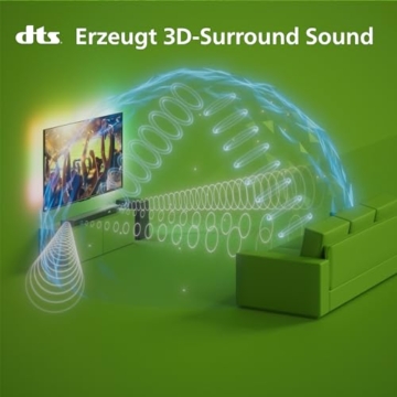 PHILIPS TAB7908/10 Soundbar 5.1.2 mit kabellosem Subwoofer | 740W | Dolby Atmos | DTS Virtual:X | Surround Sound | Roku TV Ready Easylink | Fernbedienung | Wandhalterung | Schwarz - 4