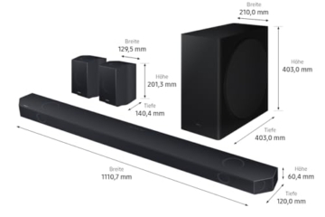 Samsung HW-Q935GD 9.1.4-Kanal Q-Soundbar für TV-Geräte, 2.0.2-Kanal-Rücklautsprecher, Bluetooth-Lautsprecher mit kabellosem Dolby Atmos / DTS:X, Q-Symphony [2024] - 5