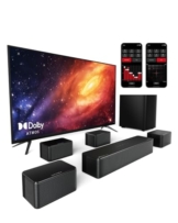 ULTIMEA 7.1 Surround Sound System für TV mit Dolby Atmos, App Steuerung, 4 kabelgebundene Surround-Lautsprecher, 460W Soundbar für Smart TV mit Wireless Subwoofer, Heimkino Sound System, Poseidon D80 - 1