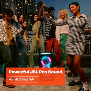 JBL PartyBox Stage 320 in Schwarz – Tragbare Bluetooth-Lautsprecher-Box mit JBL Pro Sound, Lichtshow, KI-Sound-Boost, Rollen und Teleskopgriff – 18 h Laufzeit - 4