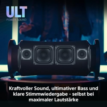 Sony ULT Field 7 - Tragbarer Bluetooth-Lautsprecher mit ULT Bass-Boost Funktion, 30 Stunden Akku, integrierter Powerbank, Wasser- und Staubdicht, LED, Mikrofon- und Gitarreneingang - Schwarz - 4