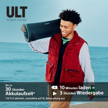 Sony ULT Field 7 - Tragbarer Bluetooth-Lautsprecher mit ULT Bass-Boost Funktion, 30 Stunden Akku, integrierter Powerbank, Wasser- und Staubdicht, LED, Mikrofon- und Gitarreneingang - Schwarz - 7