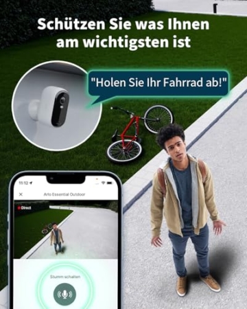 Arlo Essential 2 HD Akku Überwachungskamera Aussen WLAN, Kabellos, 1080p Video, Farbnachtsicht, Licht, Bewegungsmelder, Sirene, 2-Wege Audio, Smart Home + Arlo Secure Plan Testzeitraum, 4er Set - 7