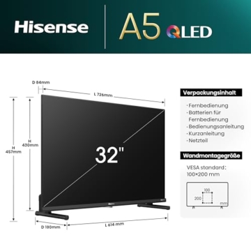 Hisense 32A5NQ 80 cm (32 Zoll) QLED Fernseher Full HD, Smart TV, Triple Tuner, AI Sports Mode, Dolby Atmos, Share to TV, Duale Positionierung, WiFi, Game & Hotel Modus, Schwarz [2024] - 3