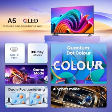 Hisense 32A5NQ 80 cm (32 Zoll) QLED Fernseher Full HD, Smart TV, Triple Tuner, AI Sports Mode, Dolby Atmos, Share to TV, Duale Positionierung, WiFi, Game & Hotel Modus, Schwarz [2024] - 5