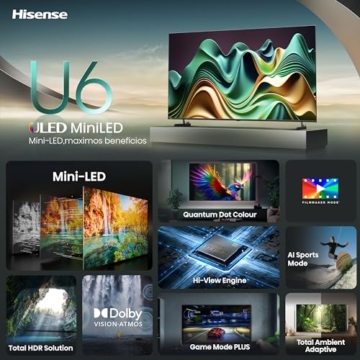 Hisense 50U6NQ 126 cm (50 Zoll) Fernseher 4K Mini LED ULED HDR Smart TV, 60Hz, HDMI 2.0, Game Mode Plus, Dolby Vision & Atmos, Bluetooth, Alexa Built-in, Anthrazit, [2024] - 6