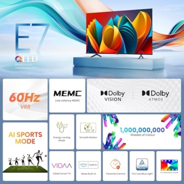 Hisense 55E7NQ 139 cm (55 Zoll) Fernseher, 4K UHD, QLED, HDR10, HDR10+ decoding, HLG, Dolby Vision Atmos, 60Hz Panel, Smooth Motion, Bluetooth, Alexa Built-in, VIDAA Voice, Schwarz [2024] - 5
