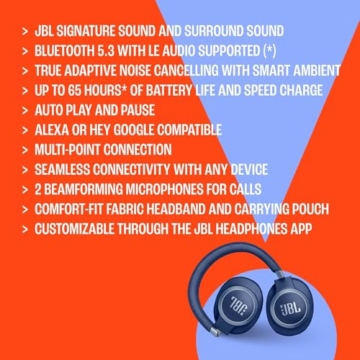 JBL Live 770 NC – Bluetooth Over-Ear-Kopfhörer mit adaptivem Noise-Cancelling – Kabellose Ohrhörer mit JBL Signature Sound und Sprachassistent – Langer Musikgenuss für bis zu 65 Stunden – In Schwarz - 5